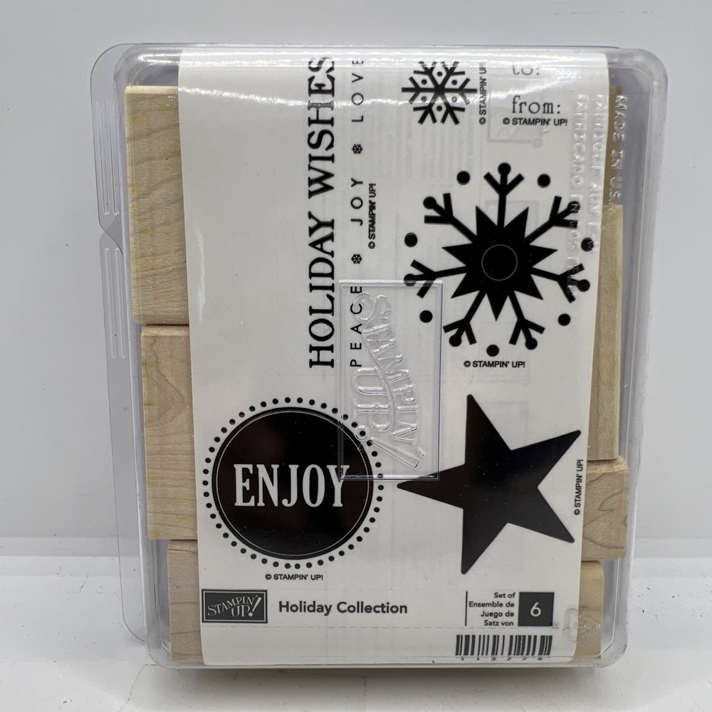Stampin'‎ Up! Holiday Collection Rubber Stamps Set of 6 Christmas Winter Wood